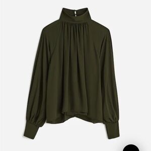 Long-Sleeve Turtleneck Top in Chiffon